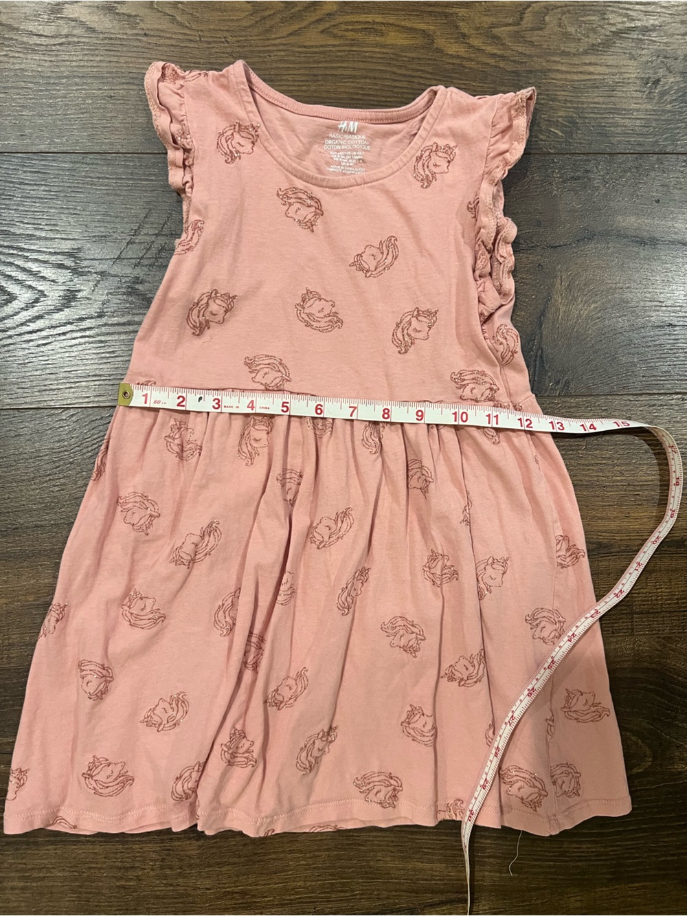 H&M Organic Cotton Pink glitter Unicorn Print Girls Dress